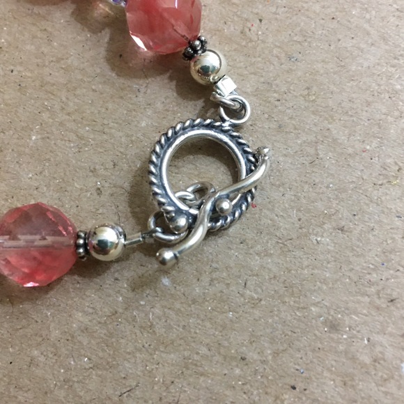 New Cherry Quartz & Swarovski Cube Crystal Bracelet - Picture 7 of 8